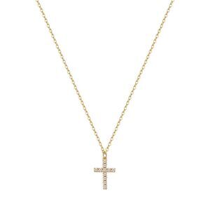 18K Gold Plated Cubic Zirconia Women's Cross Necklace Hypoallergenic Waterproof